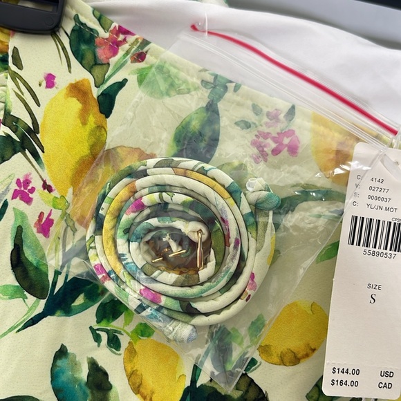 ANTHROPOLOGIE Lemon Print Tie Front One Piece Swimsuit Size Small - Picture 5 of 8